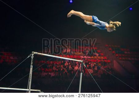 Moscow, Russia - November 16-17, 2018: Daria Spiridonova, Multiple Gymnastics Champion At The 