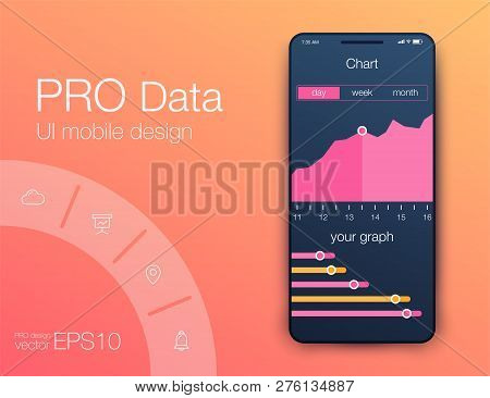Mobile Phone Application For Analytics. Stock Vector