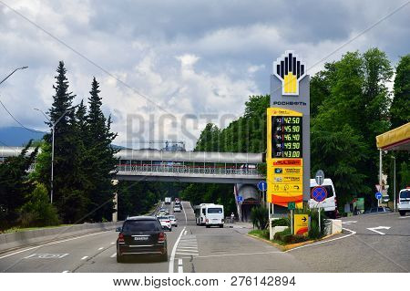 Sochi, Russia - June 5. 2018. Overhead Pedestrian Crossing On Highway A-147 From Adler To Sochi