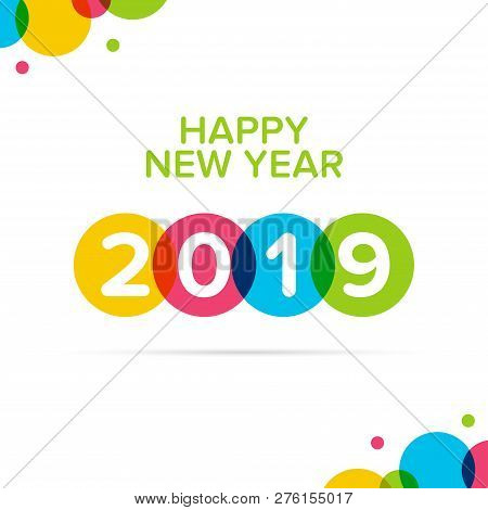 Happy New Year 2019 Text Design. Cover Of Business Diary For 2019 With Wishes. Brochure Design Templ