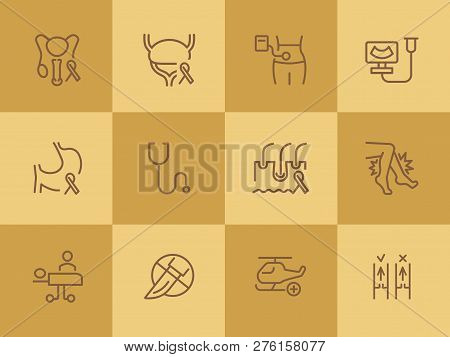 Surgery Line Icon Set. Set Of Line Icons On White Background. Healthcare Concept. Stomach, Gemma, Li
