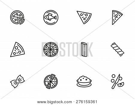Italian Cuisine Line Icon Set. Set Of Line Icons On White Background. Food Concept. Pizza, Spaghetti