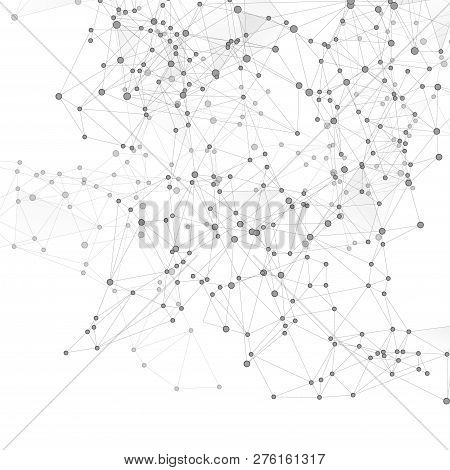 Gometric Plexus Structure Cybernetic Concept. Network Nodes Greyscale Plexus Background. Biotechnolo