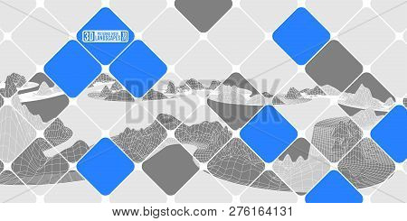 Mosaic Abstract Mountains Gray Cubes Mysterious. Stock Image Vector