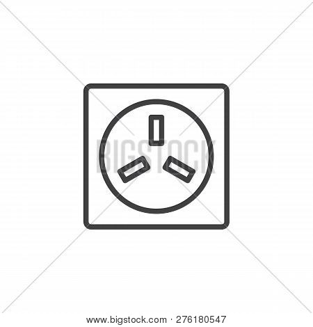 3 Pins Wall Socket Outline Icon. Linear Style Sign For Mobile Concept And Web Design. Electric Socke
