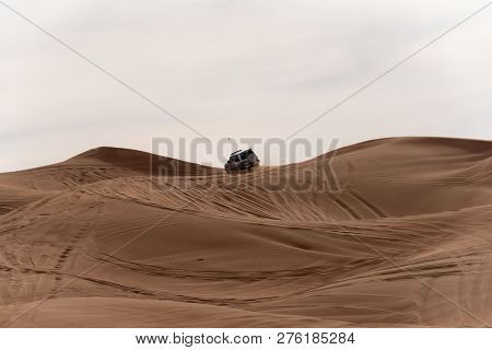 Big Red And Pink Rock, Sharjah, United Arab Emirates, December 28, 2018, Off-roading Is One Of The M