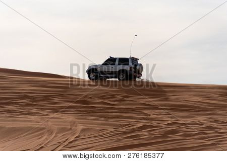 Big Red And Pink Rock, Sharjah, United Arab Emirates, December 28, 2018, Off-roading Is One Of The M