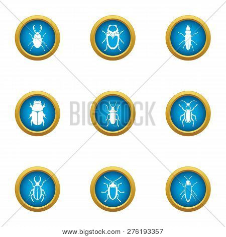 Useful Beetle Icons Set. Flat Set Of 9 Useful Beetle Icons For Web Isolated On White Background