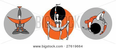 stiliseret yoga mennesker