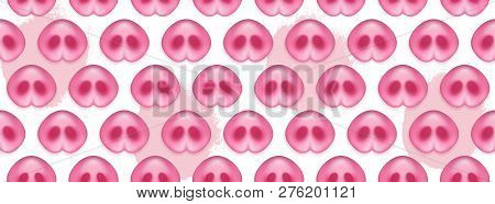 Pattern Of Pigs Noses. Cute Pigs Snout On Hand Drawn Spots Backdrop. Greeting Icon Of Chinese 2019 N