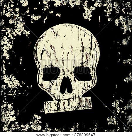 Simple Colored Skull On Black Background, Censured