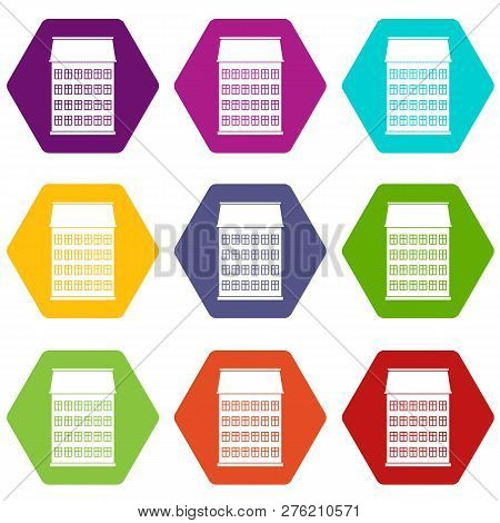Toen House Icons 9 Set Coloful Isolated On White For Web