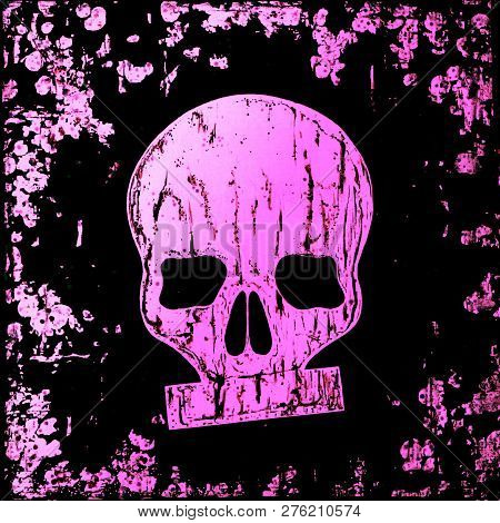 Simple Colored Skull On A Black Background, Censored