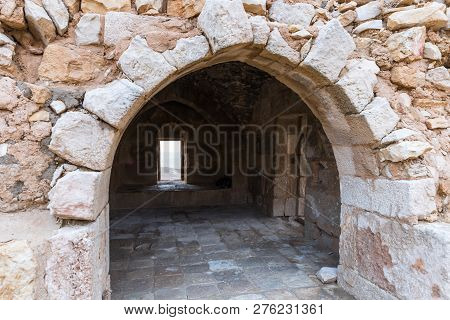 Al Jaya, Jordan, December 06, 2018 : Well-preserved Stone Building In The Courtyard Of The Medieval 