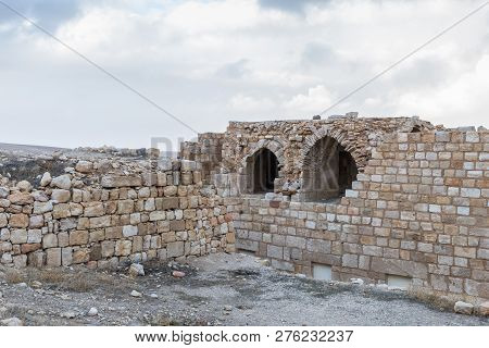 Al Jaya, Jordan, December 06, 2018 : Fragment Of The Courtyard Of The Medieval Fortress Ash Shubak, 