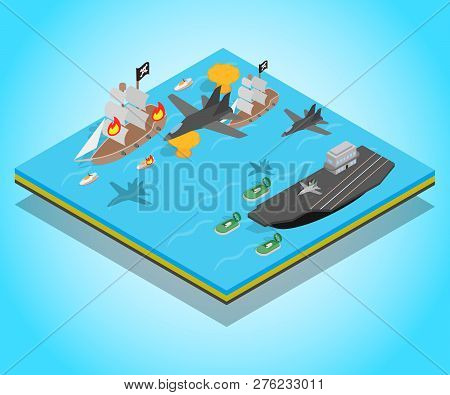 Buccaneer Concept Banner. Isometric Banner Of Buccaneer Vector Concept For Web, Giftcard And Postcar