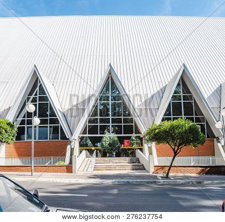 Londrina - Pr, Brazil - December 12, 2018: Side Entrance Of The Catedral Metropolitana De Londrina. 
