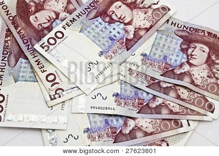 Svensk valuta closeup på hvid baggrund. 500 Kroner