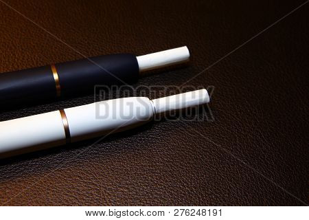 Electronic Smoke Device Leather Background Nobody Studio