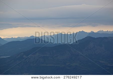 French Alps From The Chabre Mountain On A Cloudy Day