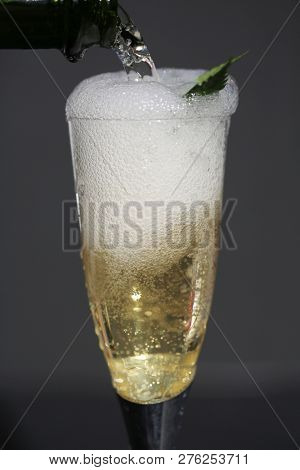 Champagne. Champagne with Marijuana Leaf. Cannabis Infused Champagne. 