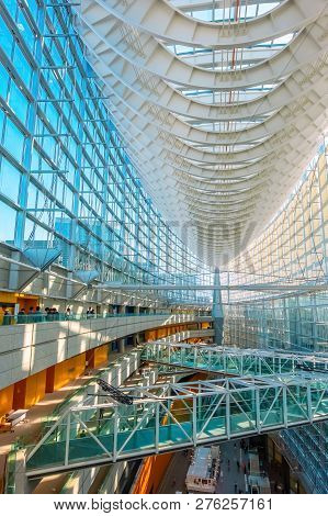 Tokyo, Japan - April 28 2018: Tokyo International Forum Is A Multi-purpose Exhibition Center, Design