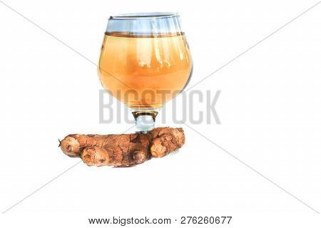 Fresh Ginger Cut Haff Isolated On White Background