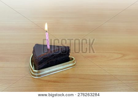 Hbd Cake Chocolate Dark 1 Piece Crescent, Blowing Cake Candle Brown, Happy Birthday One Year Anniver