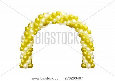 Balloon Archway Door Yellow Gold And White, Arches Wedding, Balloon Festival Design Decoration Eleme