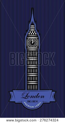 Vector Color Template For Business Card Design With London Big Ben.