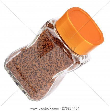 Jar Of Instant Coffee Isolated At Dry Sunny Summer Day