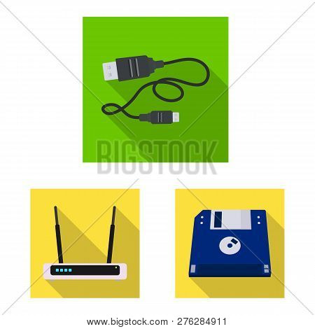 Vector Design Of Laptop And Device Sign. Set Of Laptop And Server Vector Icon For Stock.