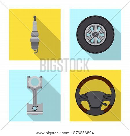 Isolated Object Of Auto And Part Sign. Set Of Auto And Car Stock Vector Illustration.