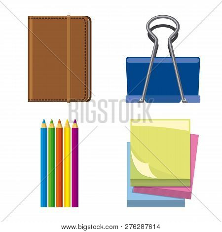 Vector Design Of Office And Supply Sign. Set Of Office And School Vector Icon For Stock.