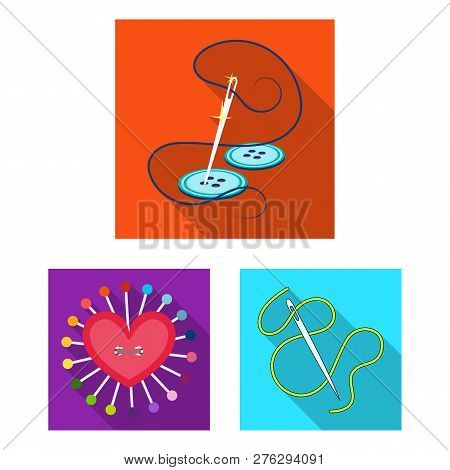 Vector Illustration Of Pin And Sewing Logo. Set Of Pin And Sketch Stock Vector Illustration.