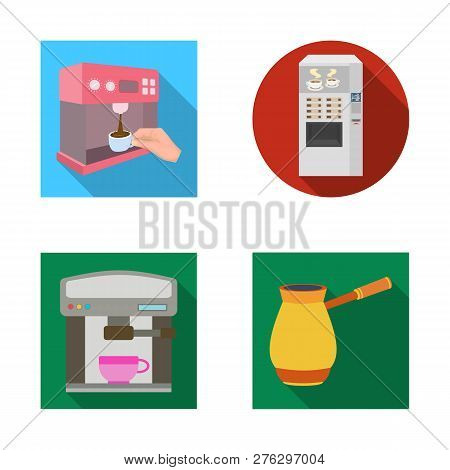 Isolated Object Of Coffee And Machine Icon. Set Of Coffee And Kitchen Vector Icon For Stock.