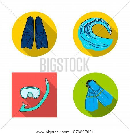Vector Illustration Of Dive And Scuba Icon. Collection Of Dive And Swim Vector Icon For Stock.