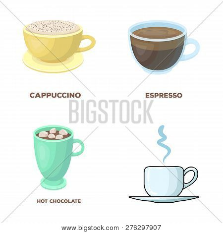 Isolated Object Of Cup And Coffe Symbol. Set Of Cup And Top  Vector Icon For Stock.