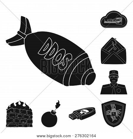 Isolated Object Of Virus And Secure Logo. Set Of Virus And Cyber Stock Symbol For Web.