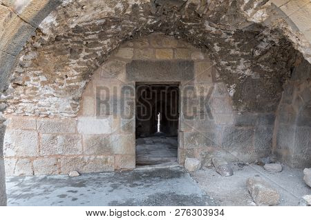 Al Jaya, Jordan, December 06, 2018 : Entrance To The Room With Loopholes On The Corner Tower In The 