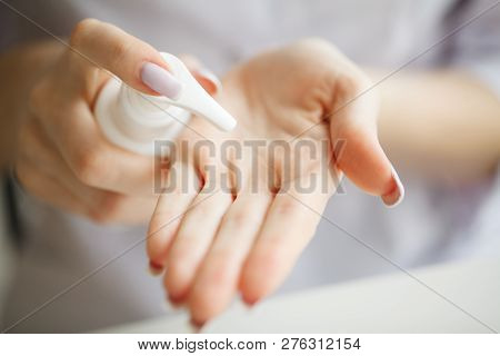 Scin Care. Scientist Hands Testing Texture Of Beauty Products