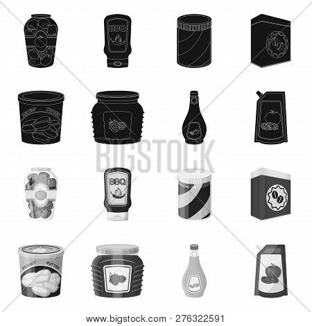 Vector Illustration Of Can And Food Icon. Set Of Can And Package Vector Icon For Stock.