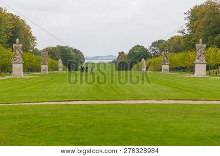 Fredensborg, Denmark- 30 August 2014: Sculptures In Palace Gardens. The Largest Historical Gardens I