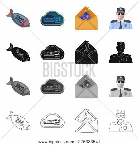 Vector Illustration Of Virus And Secure Icon. Set Of Virus And Cyber Vector Icon For Stock.