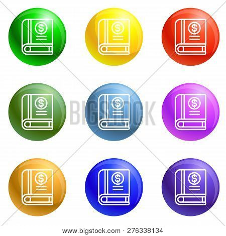 Money Book Icons Vector 9 Color Set Isolated On White Background For Any Web Design