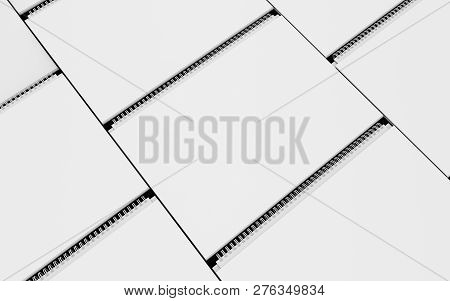 Calendar White Cover Mockup Set 3d Illustration. Modern View Template Composition With Metal Spring.