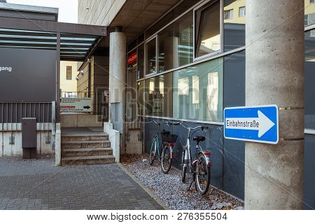 October 19, 2018 Germany. Clinic Helios Krefeld. Bicycle Ecological Mode Of Transport In Europe. Bic