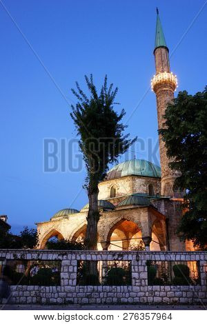 Sarajevo, Bosnia and Herzegovina - Historical Bascarsija Mosque at night
