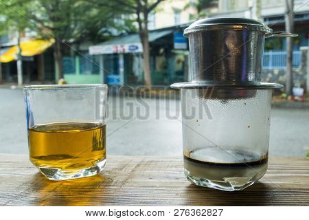 Hot Vietnamese Coffee Served With Condensed Milk