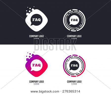 Logotype Concept. Faq Information Sign Icon. Help Speech Bubble Symbol. Logo Design. Colorful Button